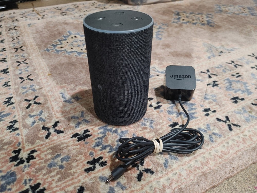 Amazon Echo (2nd Generation) Smart Speaker with Alexa Dark Gray Black Fabric