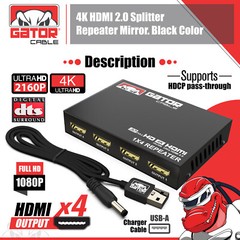 4K HDMI 2.0 Cable Repeater Mirror Splitter Amplifier HUB Box 3D 1 In 4 Out 1×4
