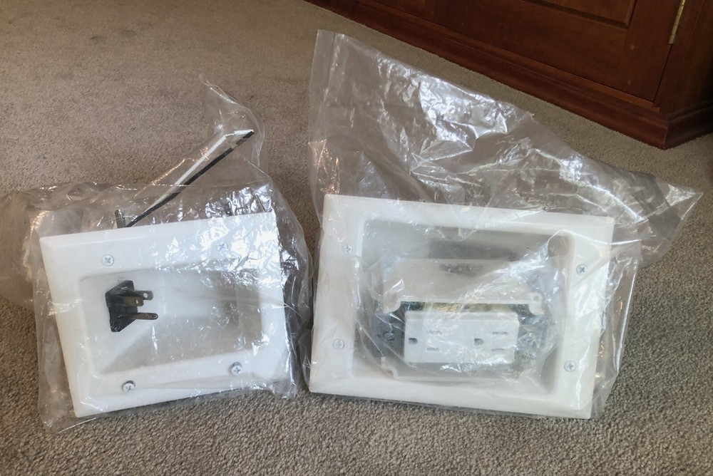 DataComm Recessed Cable Mgmt Plates w/Straight-Blade & Duplex Receptacles