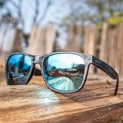 MAXJULI Polarized Fit XL,58mm, B7.gray Wood Grain/Blue Revo (1 Pair)