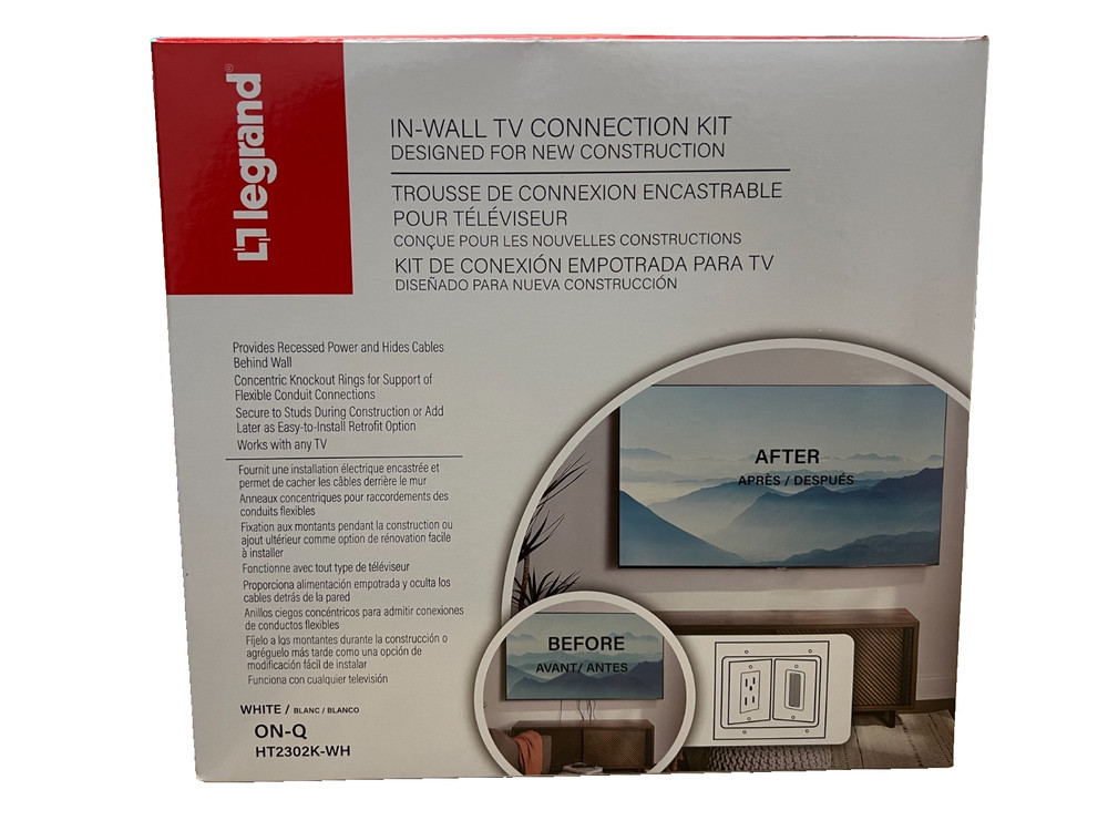 Legrand ON-Q HT2302K-WH In-Wall Power & Cable Management TV Connection Kit
