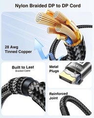 10K 8K DisplayPort 2.1 Cable 54Gbps 50 FT, Certified DP to DP Cord 4K 240Hz 1…