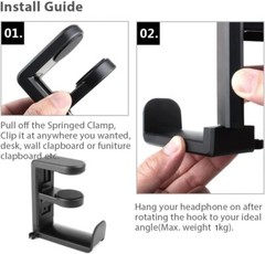 Rotating Headphone Stand Gaming Headset Holder Adjustable Under Desk Hanger LOT