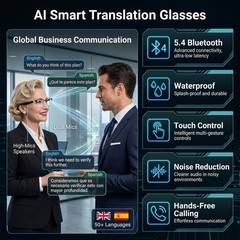 MNVOEQ AI Smart Wireless Bluetooth Translation Glasses for Men/Women with Spe…