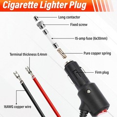12-24V Fused LED Car Cigarette Lighter Plug Socket Cable Adapter w/ Switch Lot