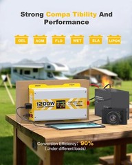 1200W Pure Sine Wave Power Inverter 12V DC to 120V AC for RV, Boat & Off-Grid