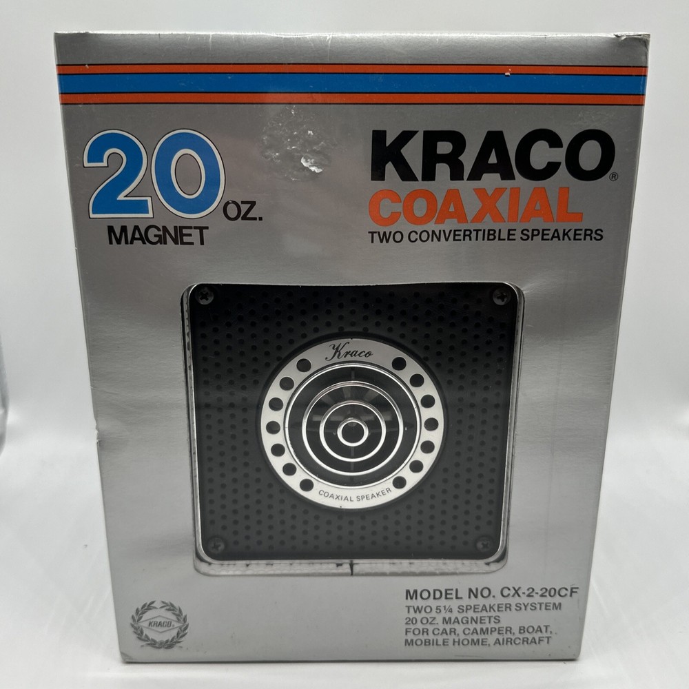 Kraco Coaxial Two Convertible 20oz 5 1/4 Speakers Cx-2-20CF 1970s Vintage New