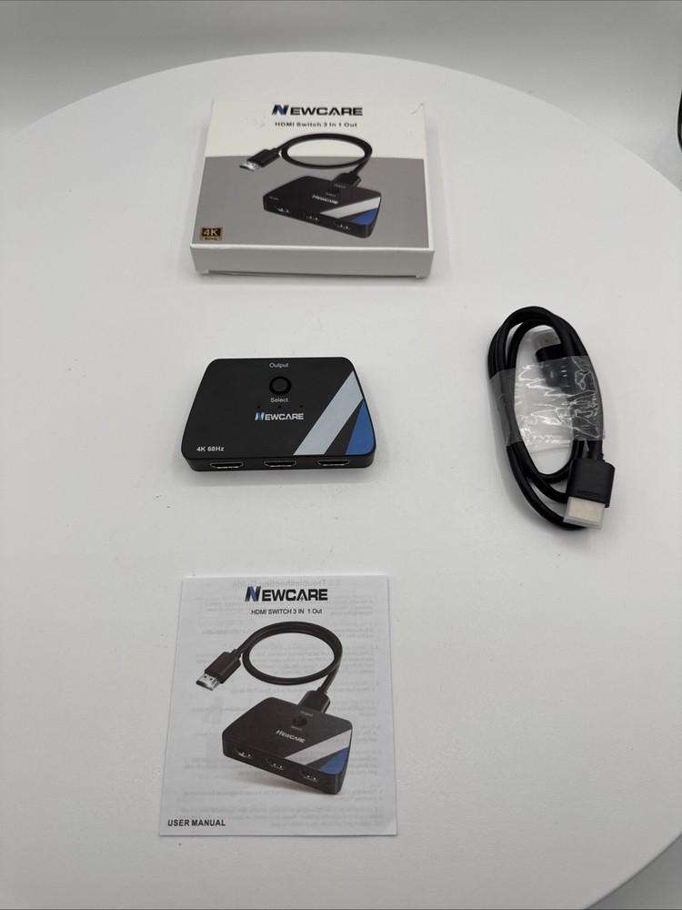 NEWCARE 4K 60Hz HDMI Switch Splitter 3 In 1 Out HDMI 2.0 PS5 Xbox Fire TV