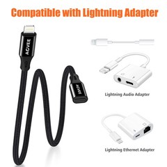 AGVEE [6.6ft Lightning Extension Cable Braided Female to Male 6.6ft, Black