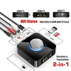 LED Bluetooth 5.0 Receiver Transmitter Wireless 3.5mm AUX to RCA HiFi Adapter a