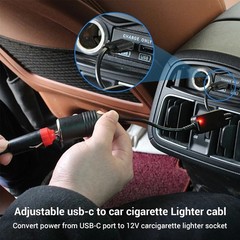 USB C Male to 12V Car Cigarette Lighter Socket Female Converter Adapter Power Ca