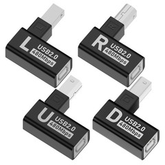 Type-B Male USB 2.0 to Female Extension Adapter Left+Right+Up+Down Angled Each H