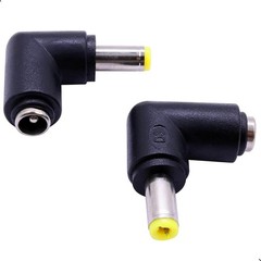 2Pcs DC Power Connector Adapter 90 Degree Angle 5.5mm x 2.5mm Male Plug black