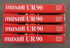 Four (4) Maxell UR 90 Blank Audio Cassette Tapes Type I Normal Bias, Indonesia