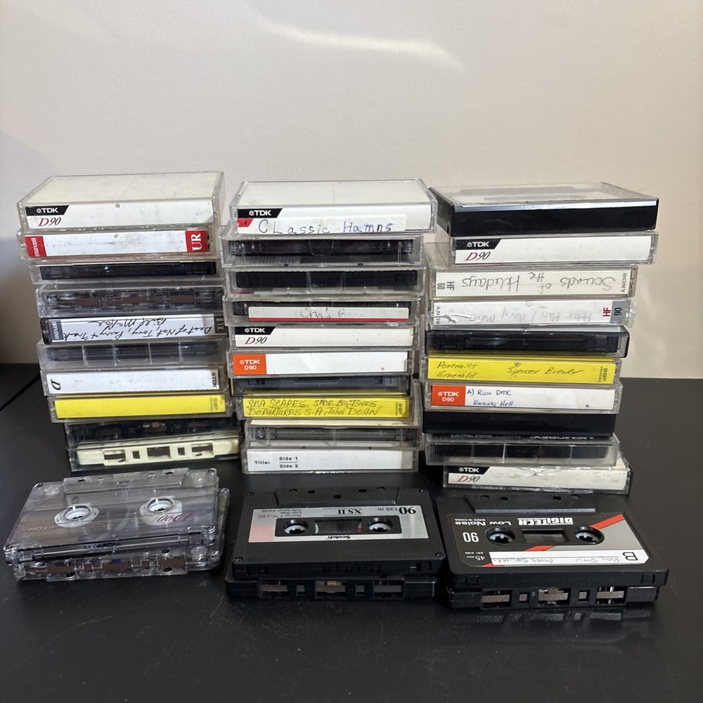 36 Cassette Tape Lot Sold As Blanks TDK Maxell Sony Fuji Scotch Reusable
