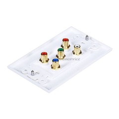 Monoprice 3731 5 RCA Coupler Type Component Wall Plate RGB + Audio 2-pack WHITE