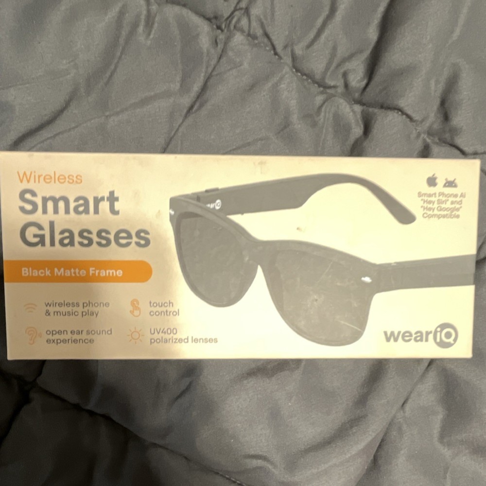 weariQ Wireless Smart Glasses Bluetooth Black Matte Frame UVA400 Polarized Touch