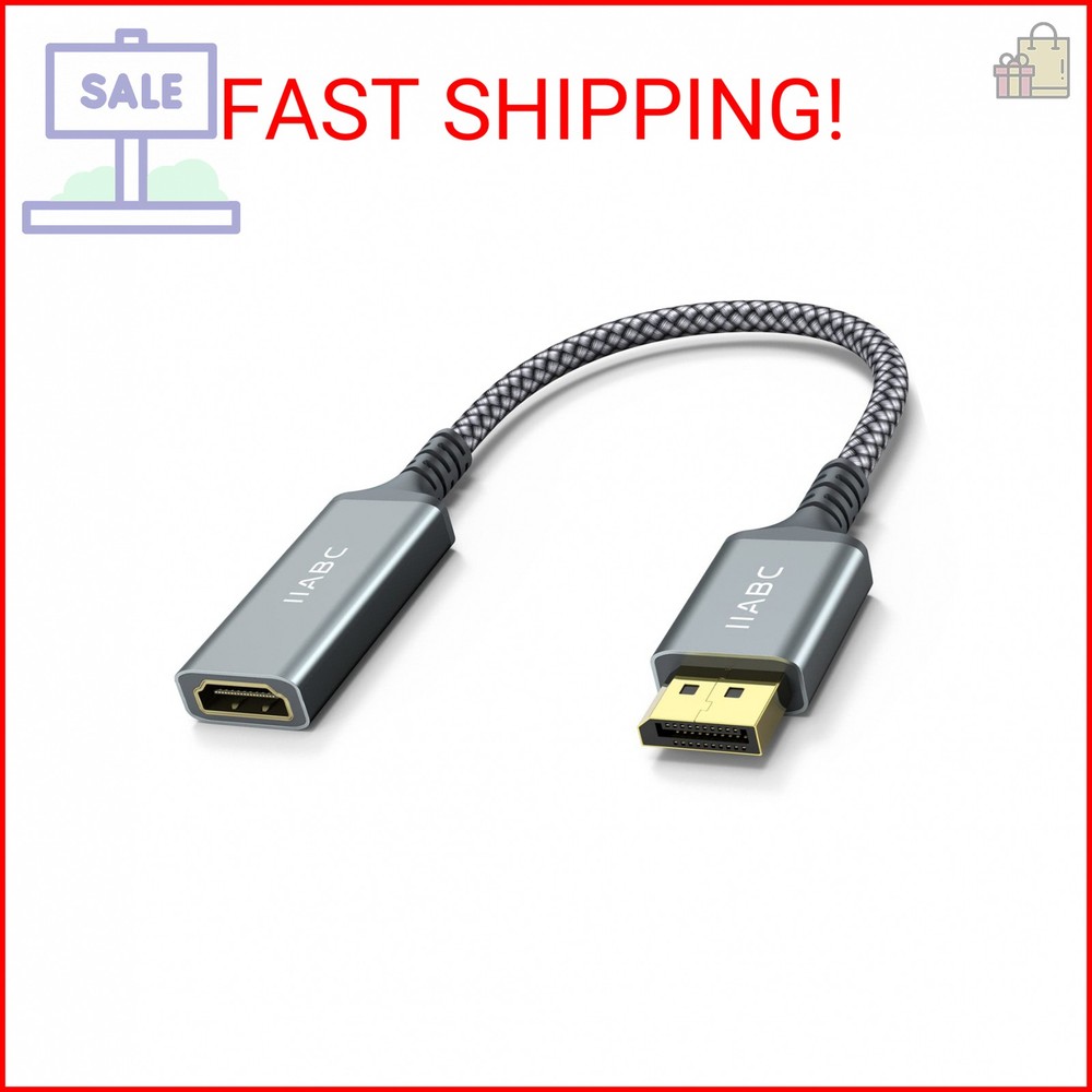 IIABC 4K DisplayPort to HDMI Adapter Cable, Gold-Plated Uni-Directional Display