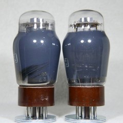 Matched Pair Mullard ECC32/CV181 Smoke Glass Brown Base Made in UK in 1949/1955