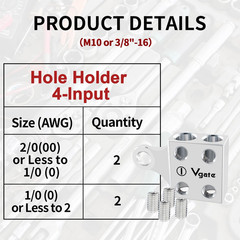 Battery Terminal Connector, 4-Way Battery Post Terminals, 8AWG up to 2/0(XL) AWG