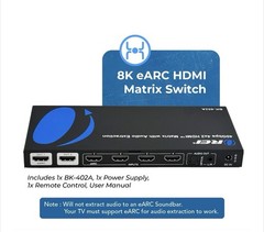 OREI 8K eARC HDMI Matrix Switch 4 X 2,Switcher with Audio Extractor UltraHD.