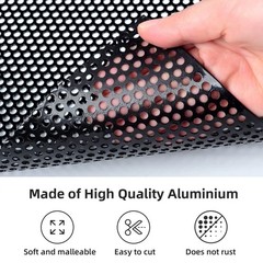 AggAuto Universal 40″x13″ Car Grill Mesh – 4mm Round Hole – Black, Black