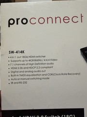 ProConnect SW-414K 4×1 HDMI 2.0 Switch 18G 4K60 HDCP 2.2 RS232 IR