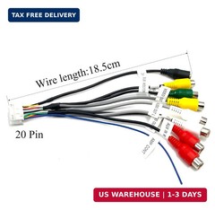 20 Pin Car Radio RCA Audio Replacement Harness with 8 Female RCA Connector Video