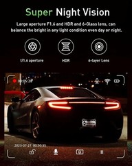 Cámara de tablero frontal y trasera, cámara de tablero dual WiFi 4K + 1080P NEW