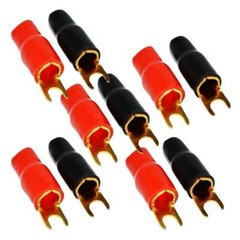 High Quality Gold 4 Gauge 5/16″ Insulated Spade Terminal Connector (10/pack)