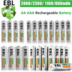 EBL Lot AA AAA Rechargeable Batteries 2800mAh 2300mAh 1100mAh 800mAh NI-MH + Box