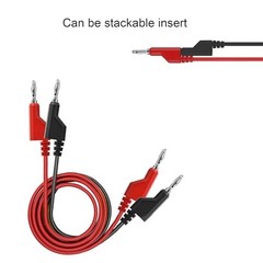 6pcs Stackable Banana to Banana Plug Test Cable Lead Set with 4mm Socket