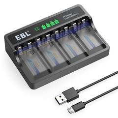 EBL 9 volt Lithium Li-Ion Rechargeable Battery / 9V Ni-MH battery / Charger Lot