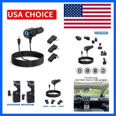 Extra Long Dash Cam Power Cord with Dual USB Ports and USB C Compatibility