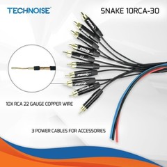PRV Audio SNAKE 10RCA-30 Car Audio 30 Ft Medusa Cable 10 RCA Channels + 3 Power