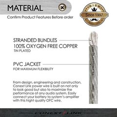 25ft 1/0GA Gauge Car Battery Power Cable Ground Wire Tin OFC Copper Clear Silver