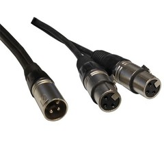 3pin XLR MALE plug to dual 2 FEMALE jack Y SPLITTER cable adaptor 1ft foot cord