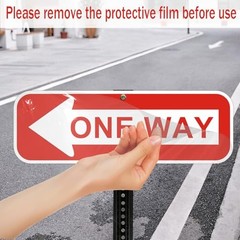 One Way Sign with Arrow, 18×6 Inches, red and white – 6″ x 18″ – Left and Right