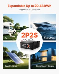 VEVOR 24V 200Ah LiFePO4 Lithium Battery Rechargeable Battery 100A BMS 4000 Cycle