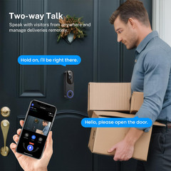 Wireless Video Doorbell Camera AI Human Detection 2 Way Audio Night Vision 2.4G