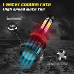 Pair 4-Sides H11 LED Headlight High or Low Beam Bulbs 1800W 216000LM 6000K White