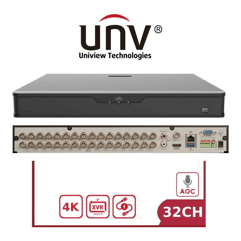 UNV 4K 32-Ch Audio TVI/AHD/CVI/CVBS Hybrid Uniview IP Network Security Recorder