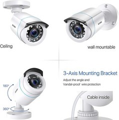 ZOS 1080P 4-IN-1 Bullet Outdoor CCTV Security Camera System 80ft Night Vision