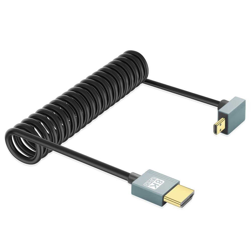 90 Degree Micro HDMI to HDMI Cable Coiled HDMI Male to Micro HDMI Male Cable Ada