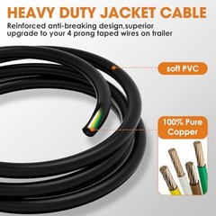 4 Way Trailer Wiring Harness 10FT Jacketed Cable, 18AWG 4 Pin Flat 18AWG 10FT