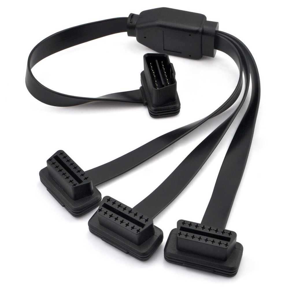 50cm/20 Right Angle OBD2 OBDII Y Splitter Cable 1x Male and 3x Female J1962 Port