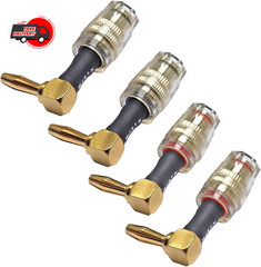 WJSTN Banana Plug to 4mm Female Jack Adapter, Speaker Audio Connectors, 4-Pack