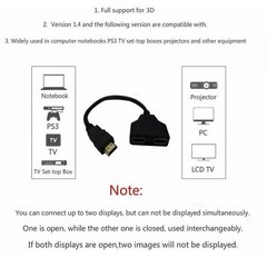 4K HDMI Cable Splitter Adapter 2.0 Converter 1 In 2 Out 1 Male to 2 Female lot