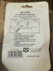 United States Hdw #RV332B White RV Universal Adapter,No RV332B