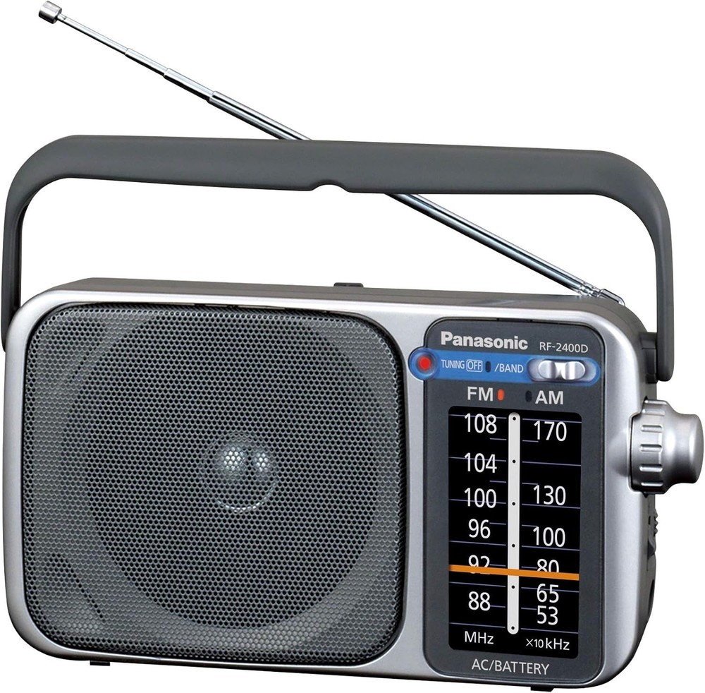 New Panasonic RF-2400D AM/FM Portable Radio Battery or AC Emergency Radio Silver